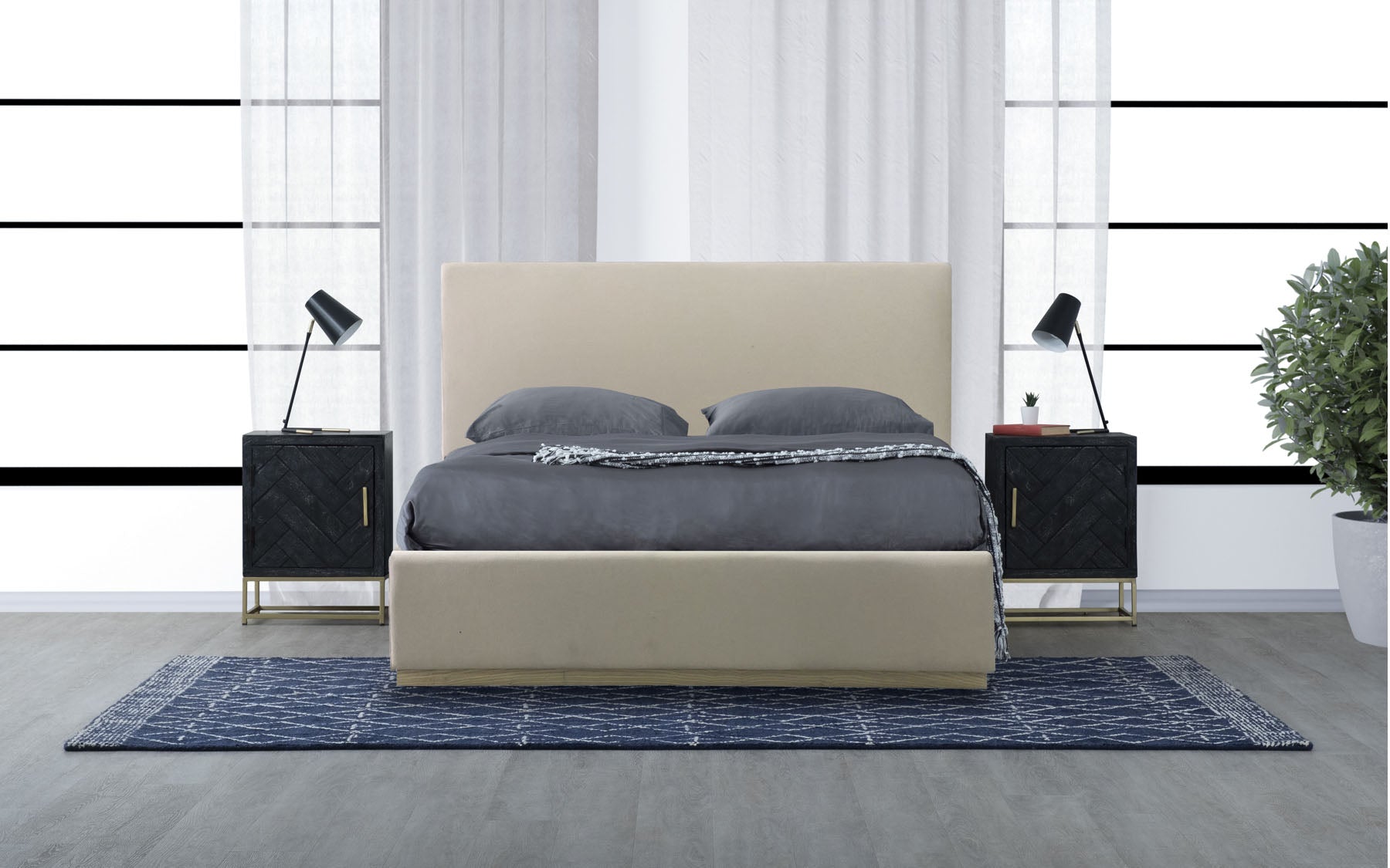 Retreat Linen Upholstered Bed - MJM Furniture