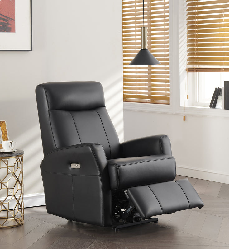 Veneta Black Leather Power Reclining Chair - MJM Furniture