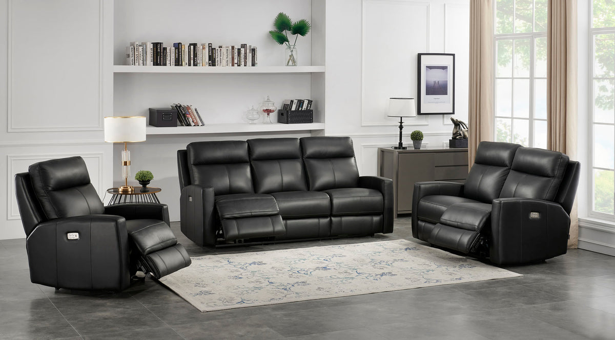 Modena Black Leather Zero Gravity Reclining Loveseat - MJM Furniture