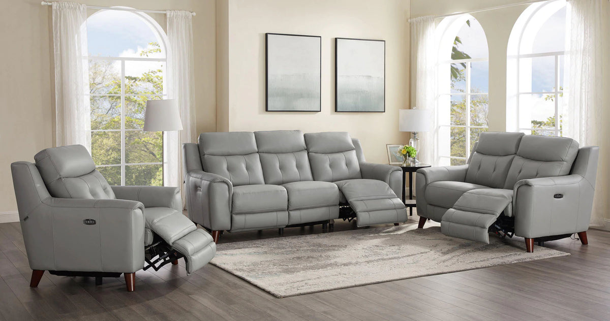 Paramount Silver Leather Zero Gravity Power Reclining Chair - MJM Furniture