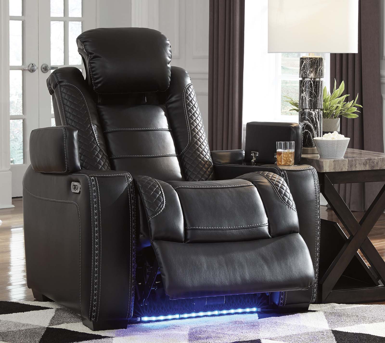 Party Time Midnight Power Recliner Chair w/Adjustable Headrest - MJM Furniture