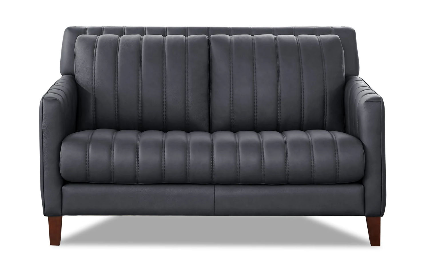 Ross Gray Leather Loveseat - MJM Furniture