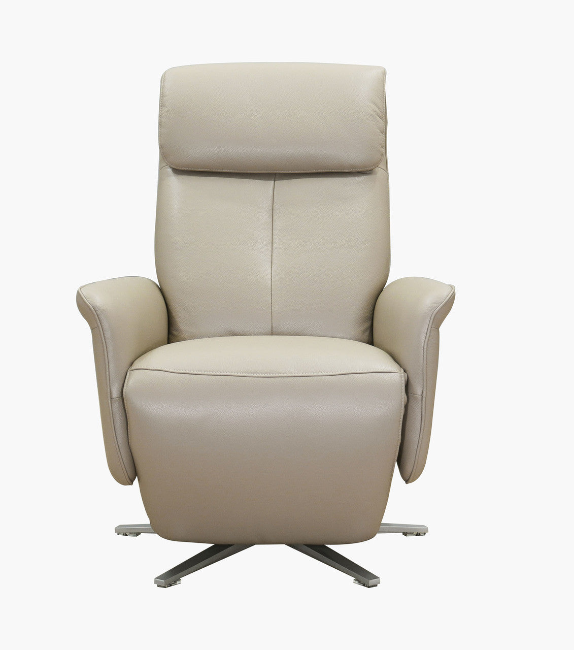 Tulip Taupe Leather Power Reclining 360 Swivel Chair - MJM Furniture