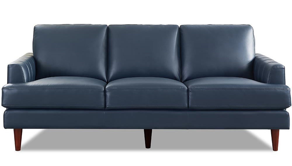 Cassia Navy Leather Sofa - MJM Furniture