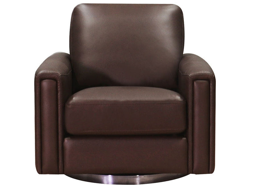 Hayward 34.5" Chestnut Leather Swivel Chair - MJM Furniture