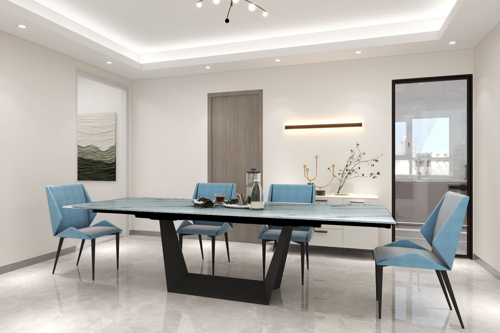 Florence Sintered Stone Gray Extendable Dining Table - MJM Furniture