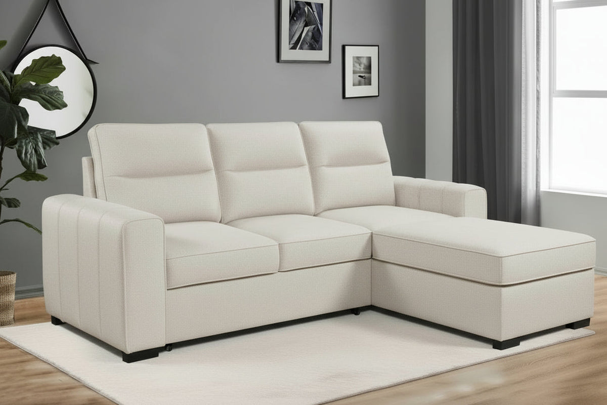 Oliver Ivory Reversible Sleeper Sectional - MJM Furniture