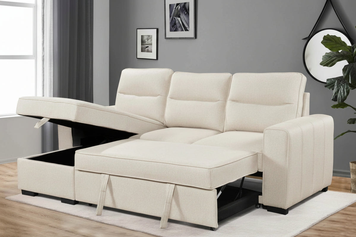 Oliver Ivory Reversible Sleeper Sectional - MJM Furniture
