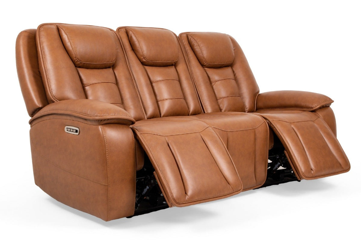 Finley Cognac Gel Leather Power Reclining Sofa