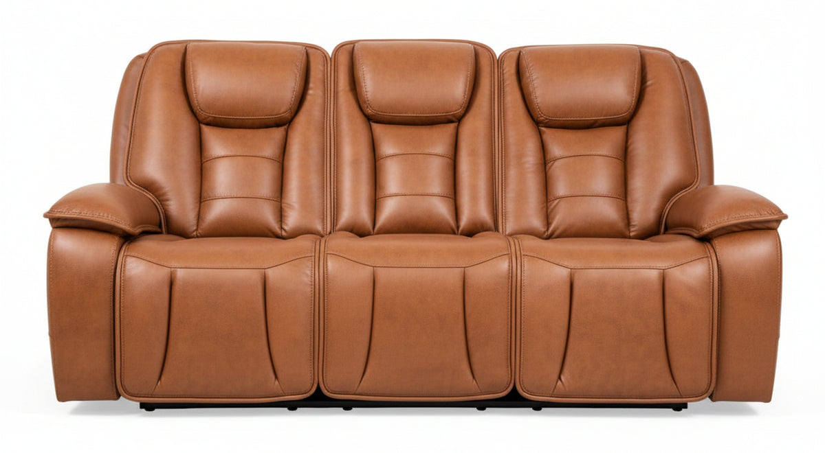 Finley Cognac Gel Leather Power Reclining Sofa