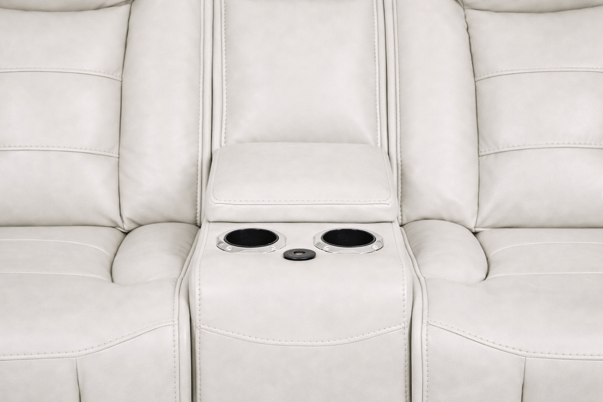 Finley Bone Gel Leather Power Reclining Loveseat