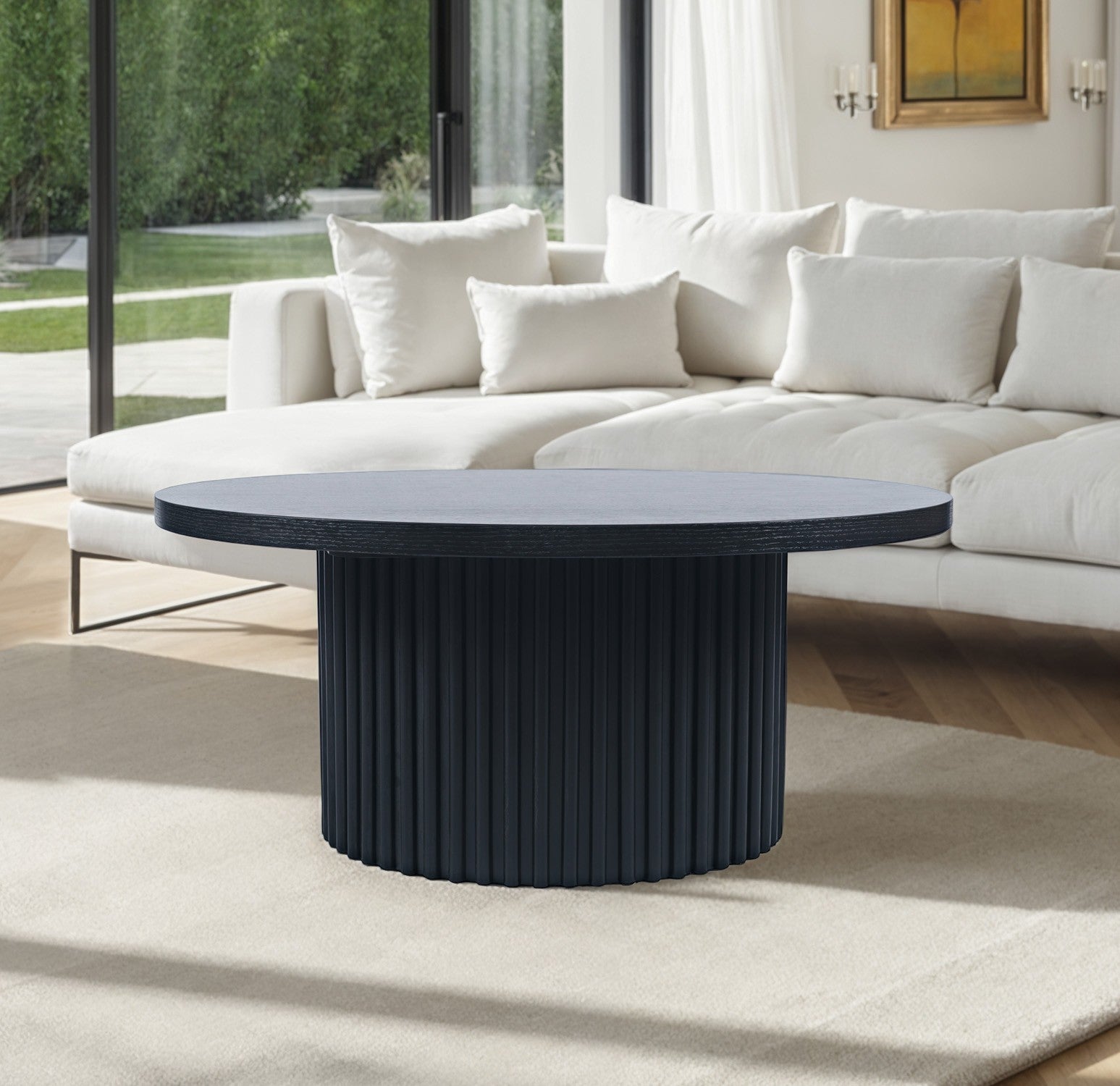 Colton Black 40" Round Coffee Table - MJM Furniture