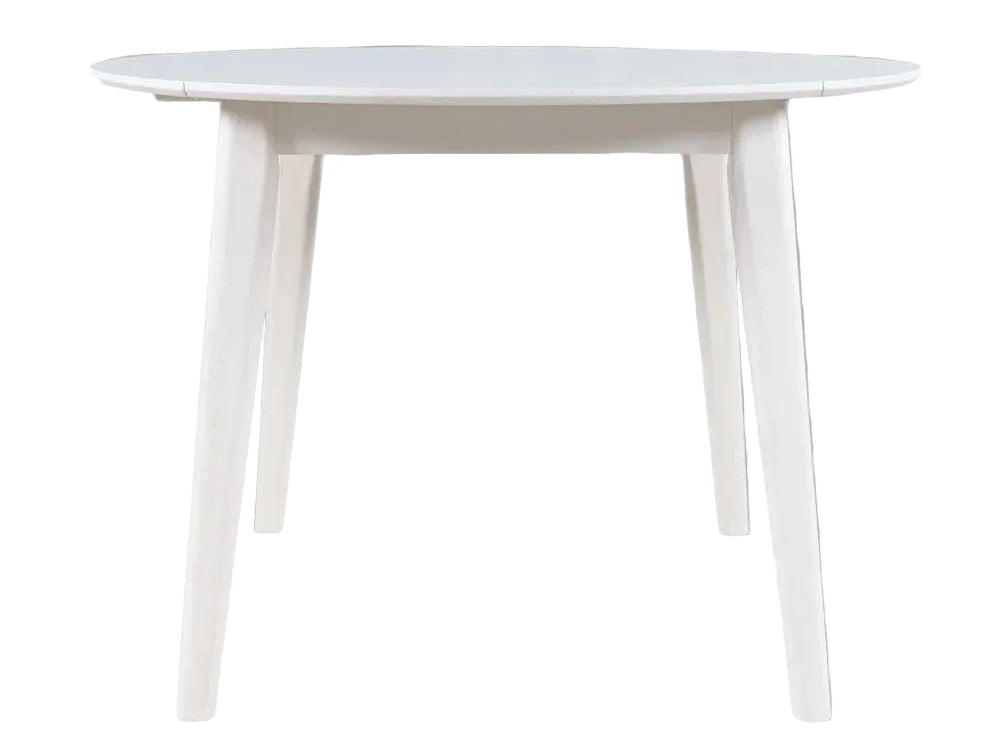 Percy 42” White Round Drop Leaf Dining Table - MJM Furniture