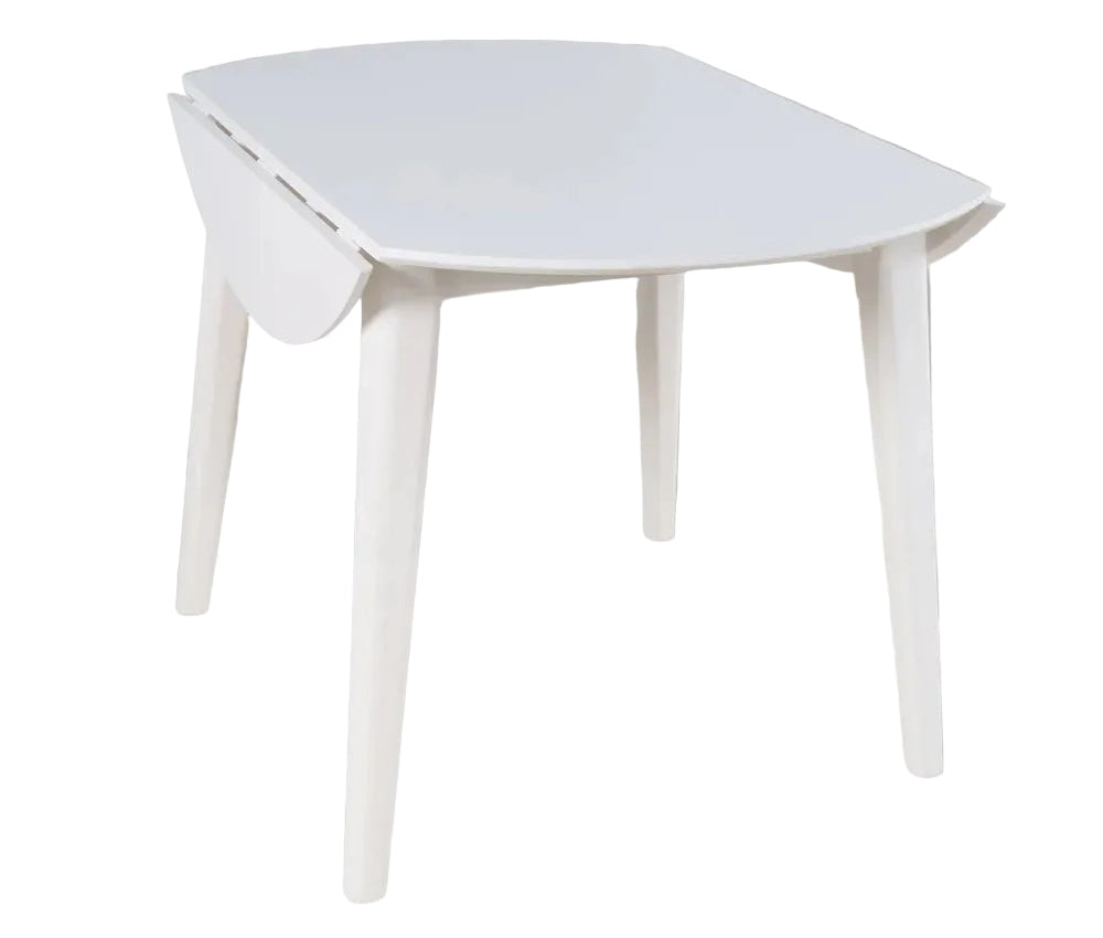 Percy 42” White Round Drop Leaf Dining Table - MJM Furniture