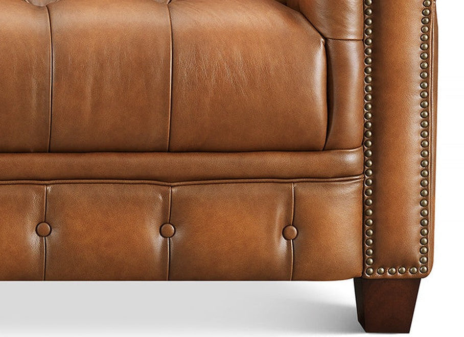 York 49.5" Saddle Premium Leather Tufted Chair