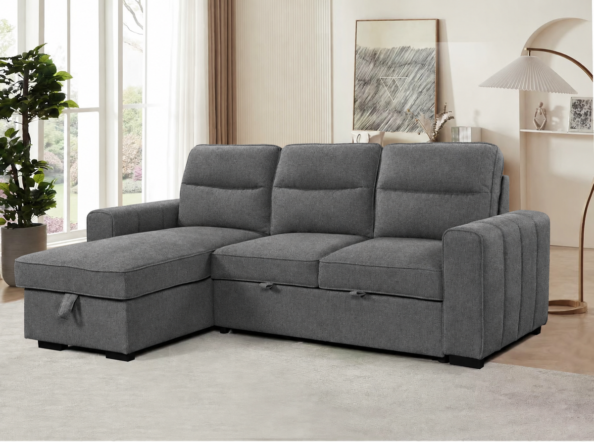 Oliver Dark Gray Reversible Sleeper Sectional