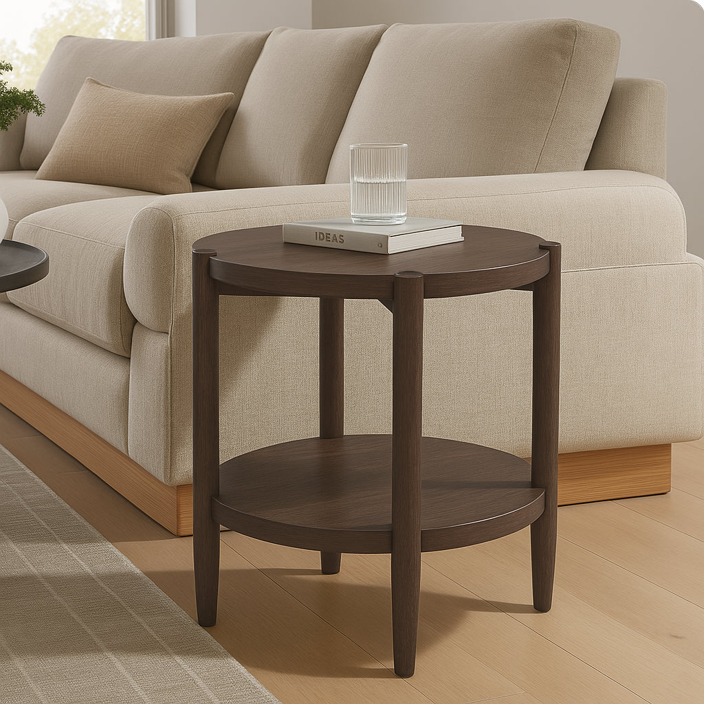 Reese Walnut Round End Table