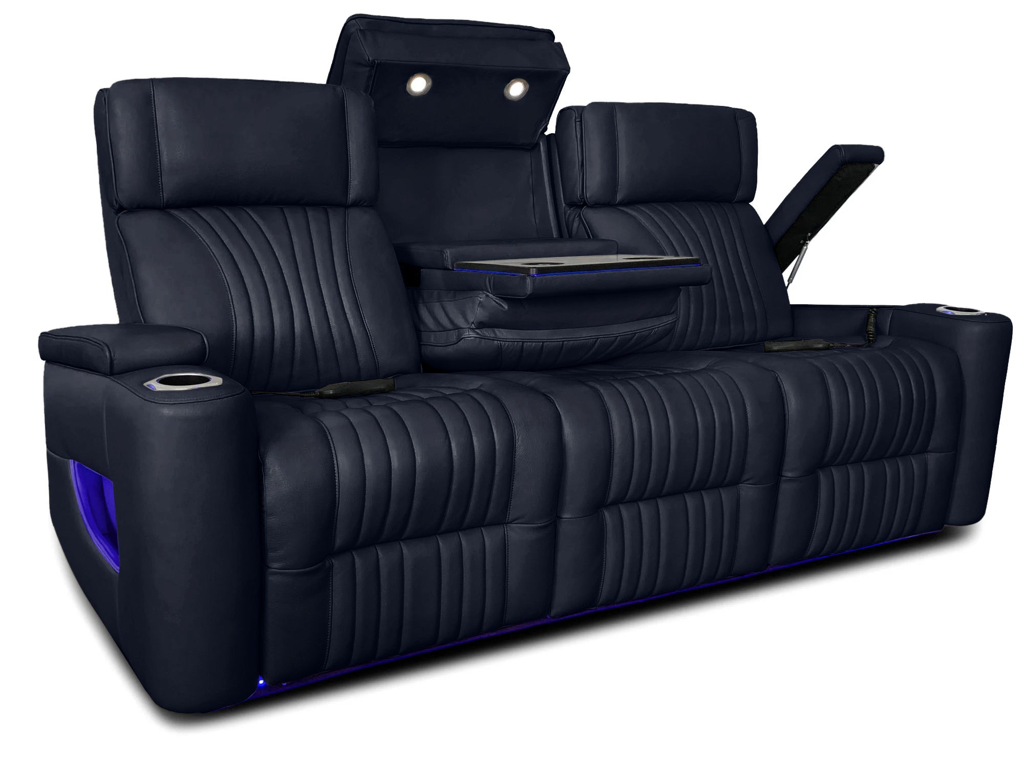 Aire Black Leather Power Reclining Sofa - MJM Furniture