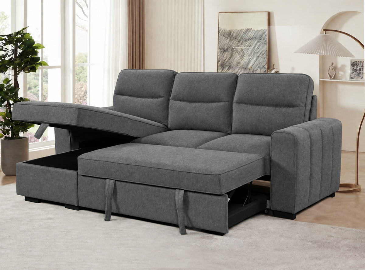 Oliver Dark Gray Reversible Sleeper Sectional