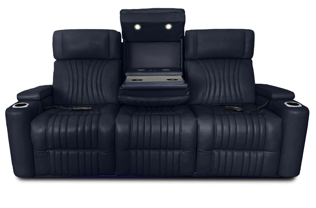 Aire Black Leather Power Reclining Sofa - MJM Furniture
