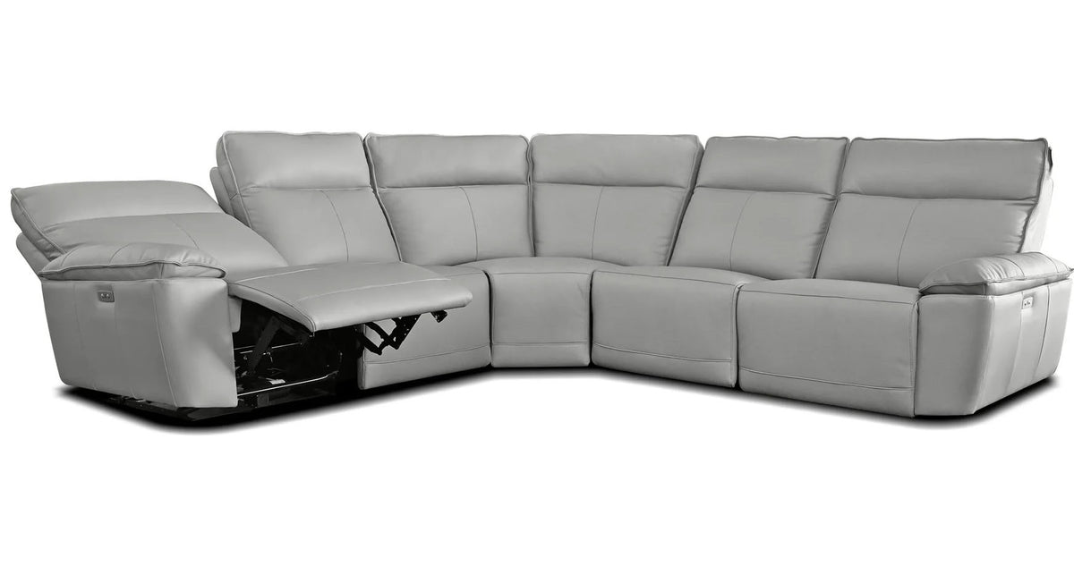 Kameron Silver Leather Power Reclining Sectional - MJM Furniture