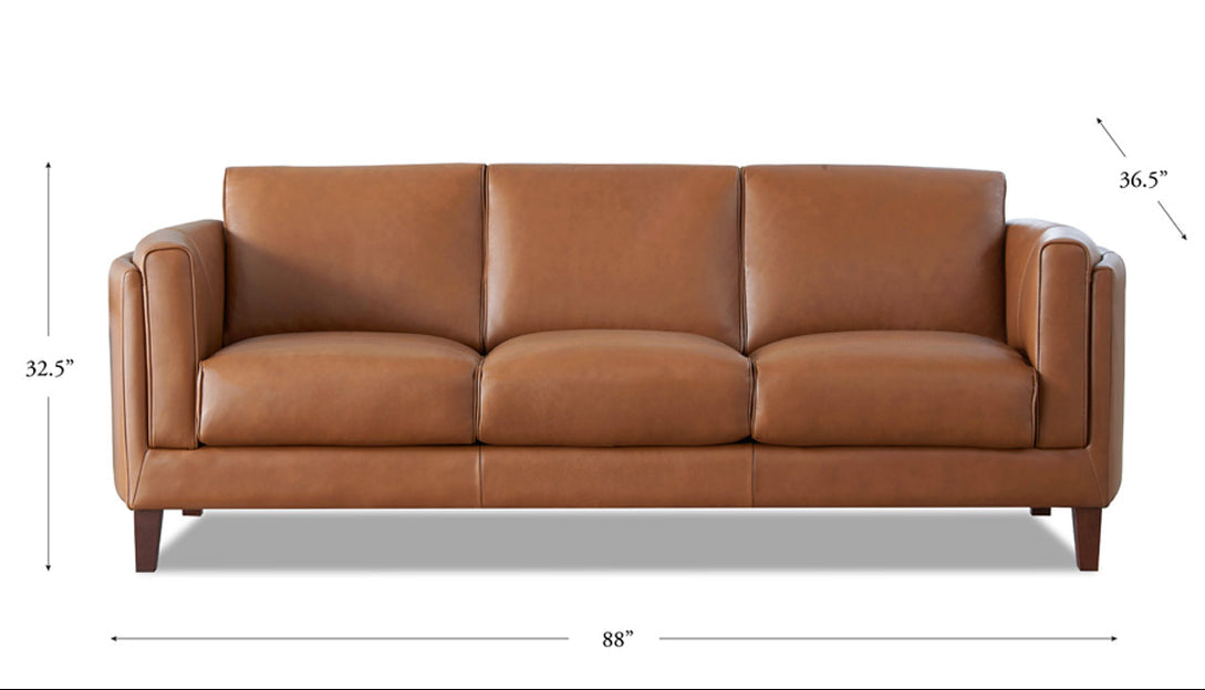 Maui 88” Warm Brown Premium Leather Sofa