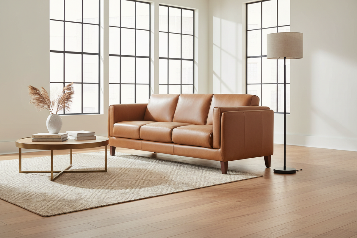 Maui 88” Warm Brown Premium Leather Sofa - MJM Furniture