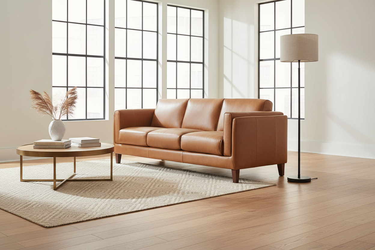 Maui 88” Warm Brown Premium Leather Sofa - MJM Furniture