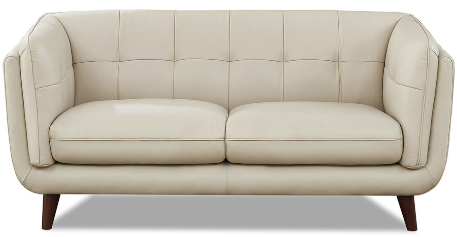 Seymour Vanilla Leather Loveseat - MJM Furniture