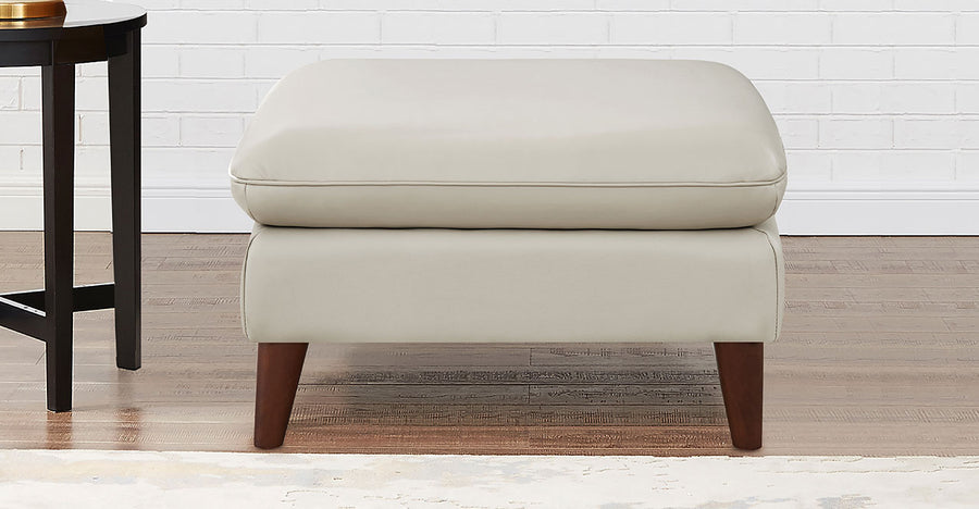 Seymour Vanilla Leather Ottoman - MJM Furniture