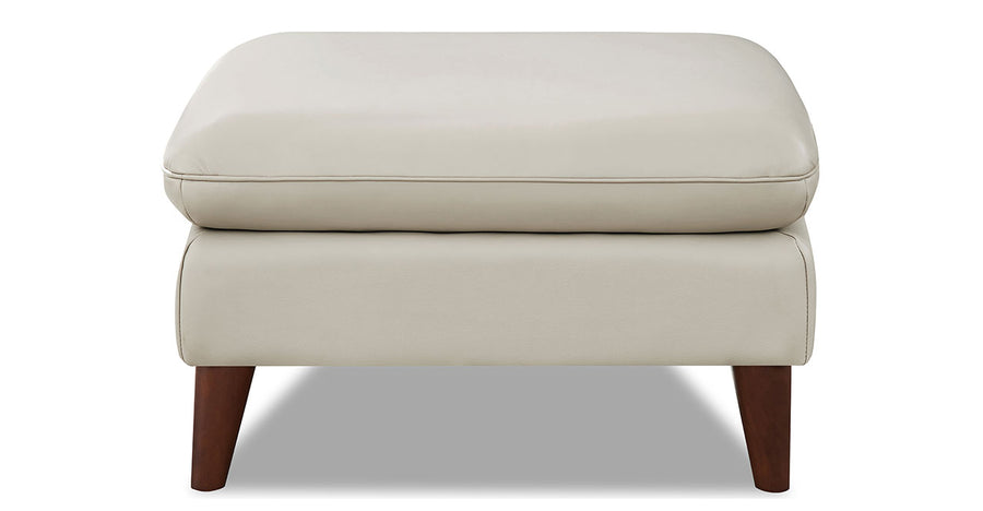 Seymour Vanilla Leather Ottoman - MJM Furniture