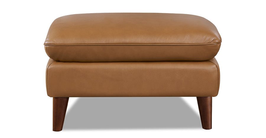 Seymour Cognac Leather Ottoman - MJM Furniture