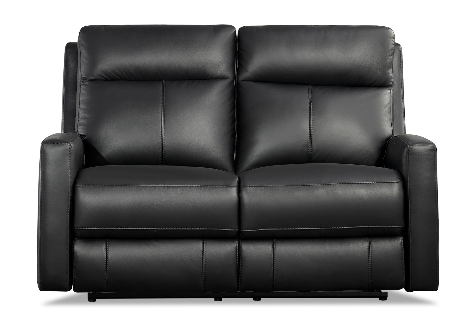 Modena 60.5" Black Leather Manual Reclining Loveseat - MJM Furniture