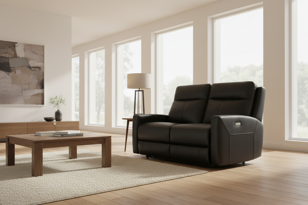 Modena 60.5" Black Leather Manual Reclining Loveseat - MJM Furniture