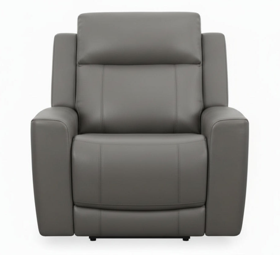 Colson Gray Leather Power Reclining Chair - MJM Furniture