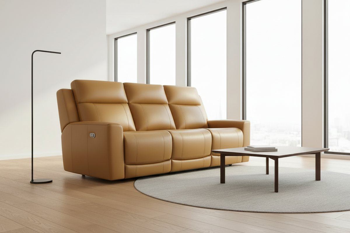 Colson 88" Brown Leather Power Reclining Sofa - MJM Furniture