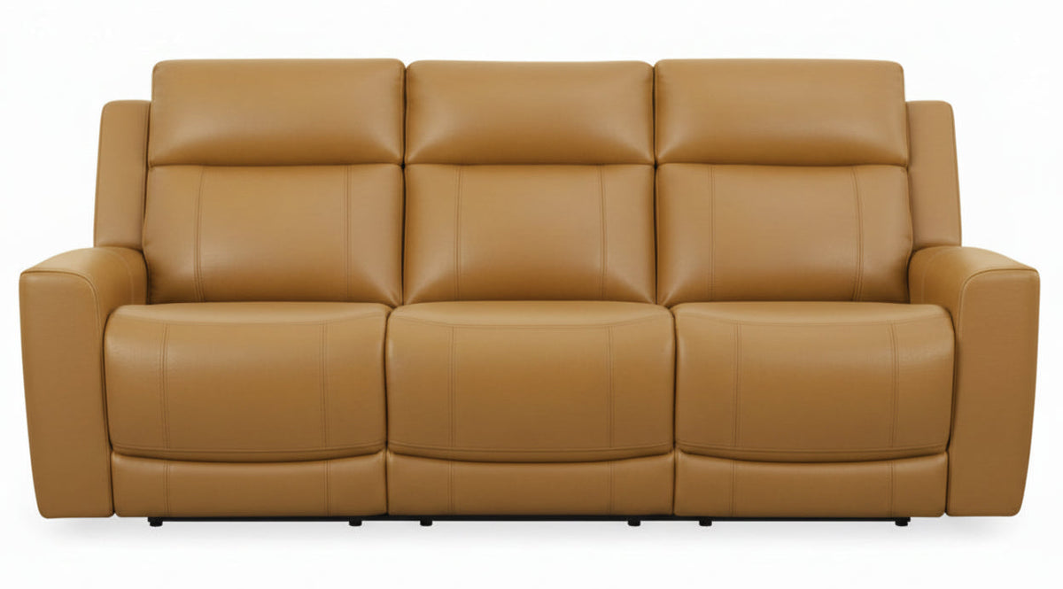 Colson 88" Brown Leather Power Reclining Sofa - MJM Furniture