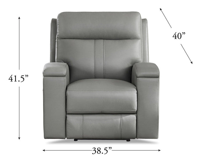 Venice Silver Leather Zero Gravity Power Reclining Chair - MJM Furniture