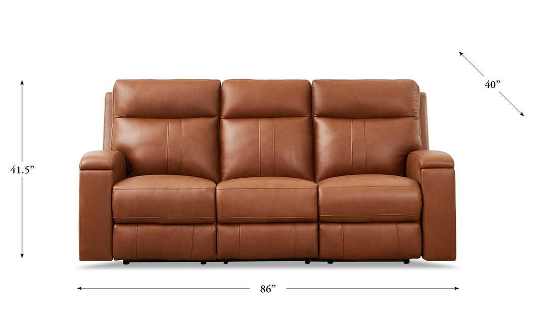 Venice Cognac Leather Zero Gravity Power Reclining Sofa - MJM Furniture