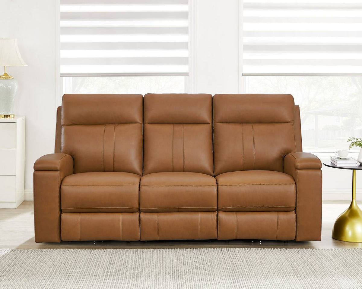 Venice Cognac Leather Power Reclining Sofa - MJM Furniture