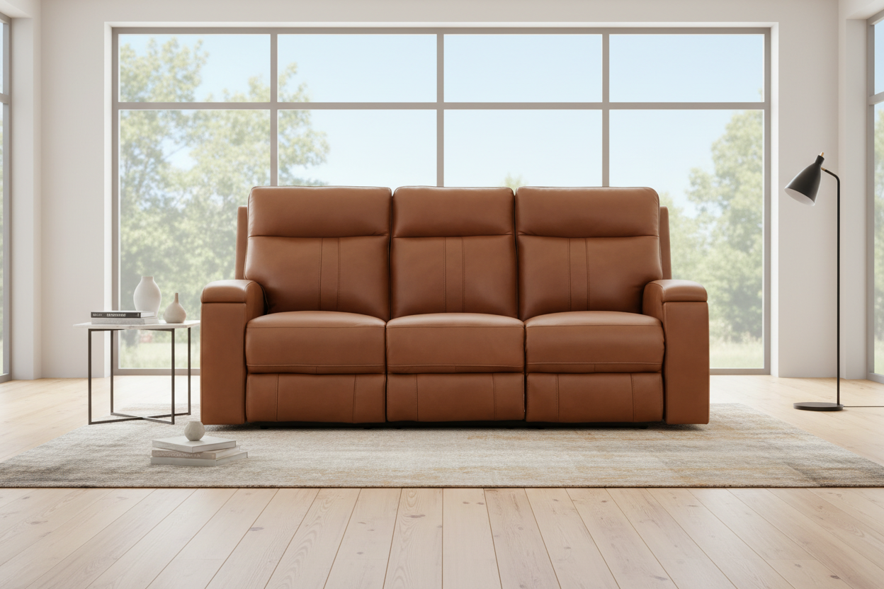 Venice 86” Cognac Premium Leather Zero Gravity Power Reclining Sofa - MJM Furniture