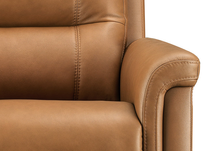 Josh 71" Cognac Leather Zero Gravity Power Reclining Console Loveseat