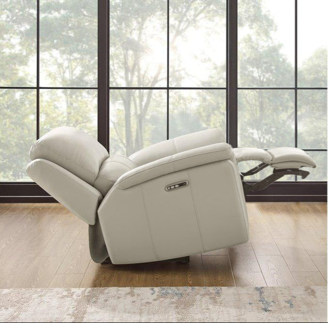 Tyler Vanilla Leather Power Reclining Chair - MJM Furniture