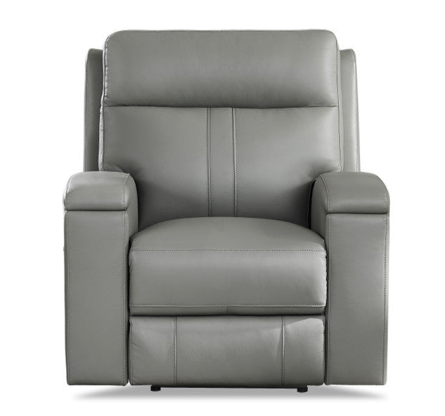 Venice Silver Leather Power Reclining Chair - MJM Furniture