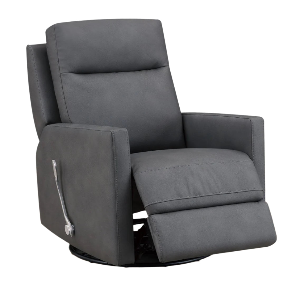 Vienna Charcoal Fabric Swivel Glider Recliner - MJM Furniture