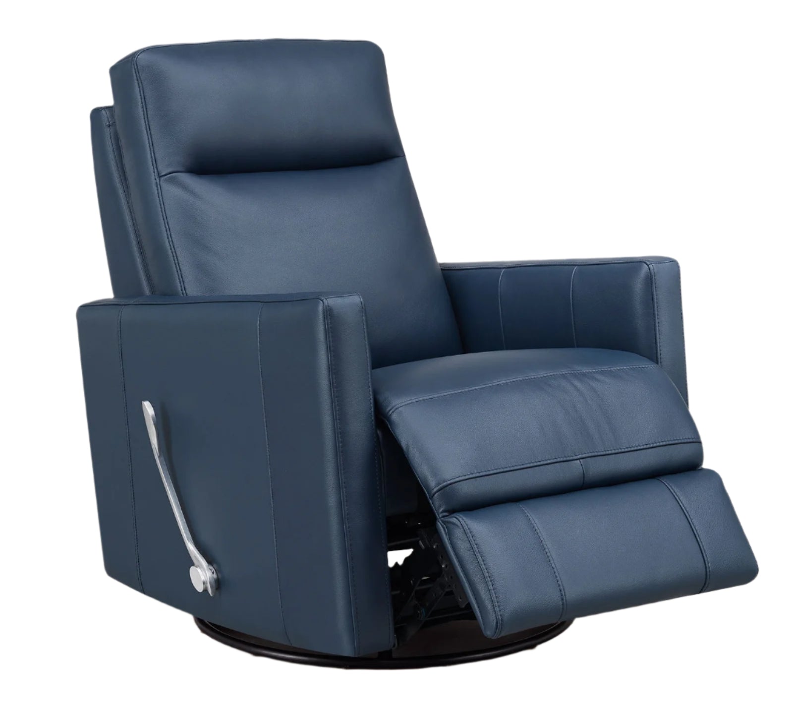 Ashby Navy Leather Swivel Glider Recliner - MJM Furniture
