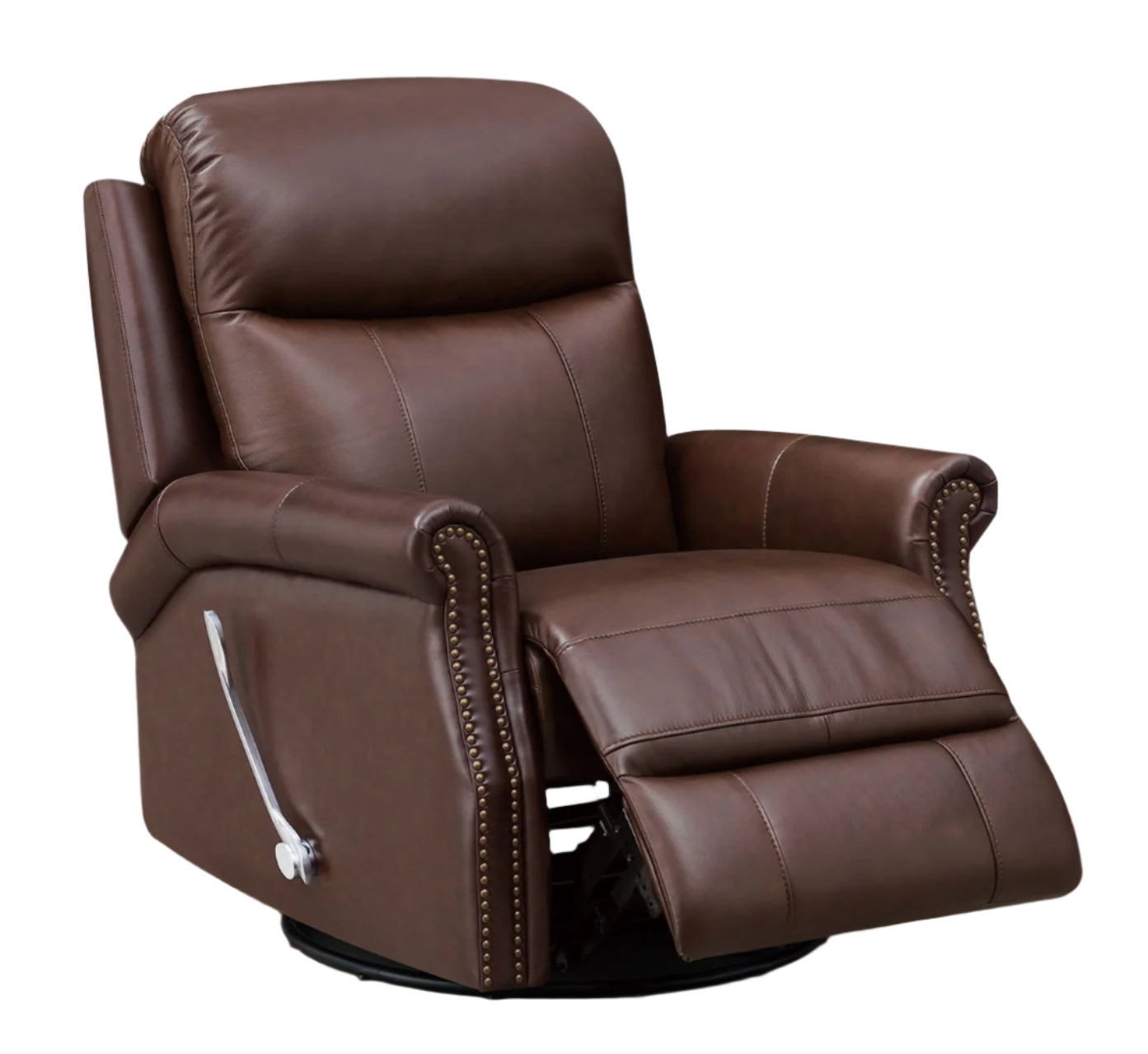 Royce Chestnut Leather Swivel Glider Recliner - MJM Furniture