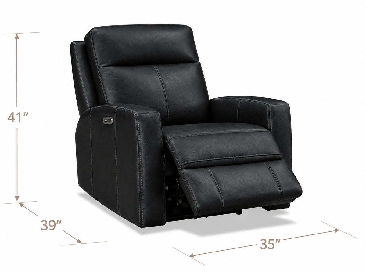 Modello 35" Black Leather Zero Gravity Power Reclining Chair