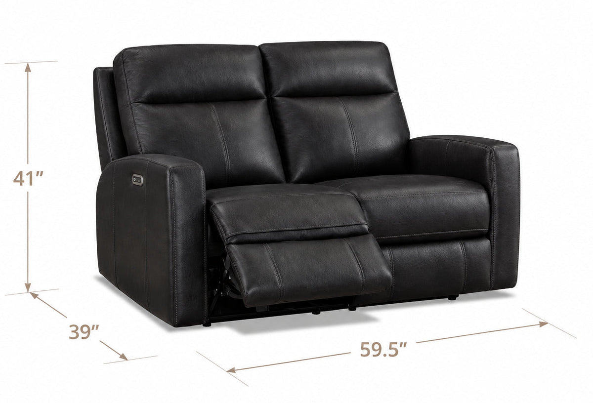 Modello 59.5" Black Leather Zero Gravity Power Reclining Loveseat