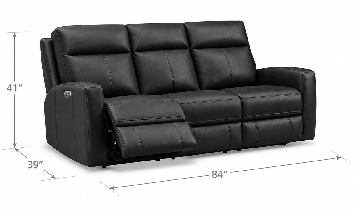 Modello 84" Black Leather Zero Gravity Power Reclining Sofa